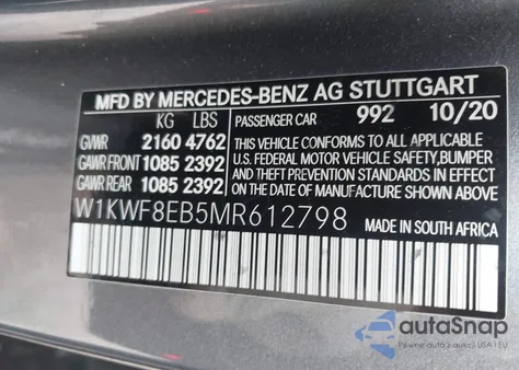 2021 Mercedes-Benz C 300 4Matic from USA, damaged, VIN W1KWF8EB5MR612798